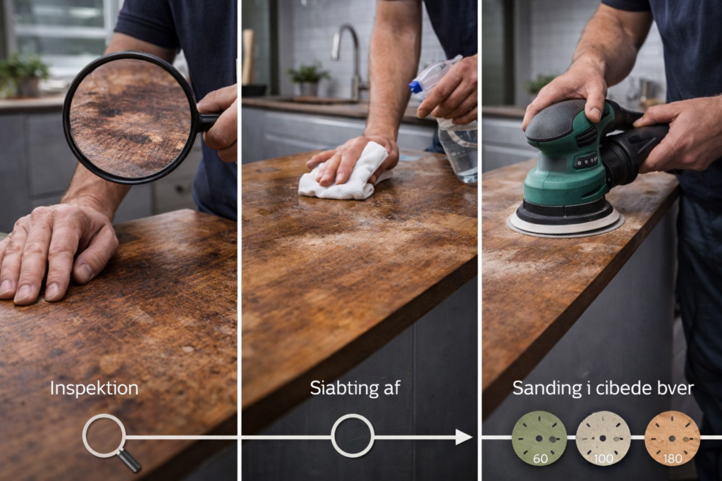 Slibning af bordplade trin for trin