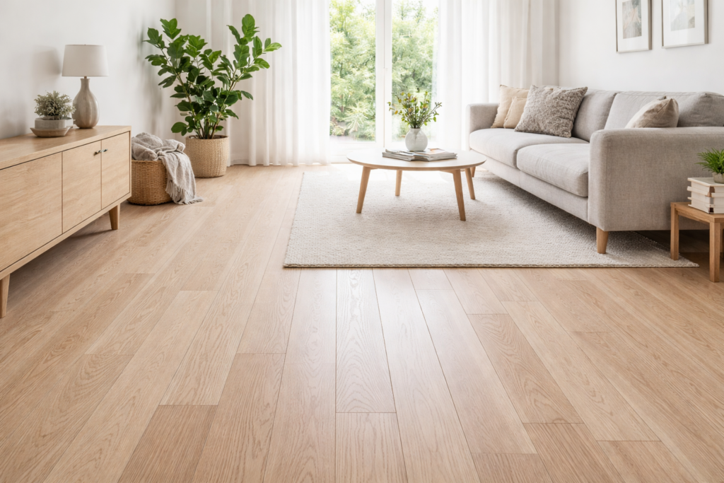 slibning af ask gulv i moderne dansk bolig